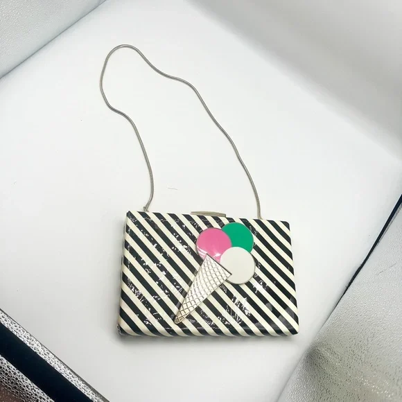 kate spade Ice Cream Cone Striped Black and White Crossbody - Picture 2 of 9